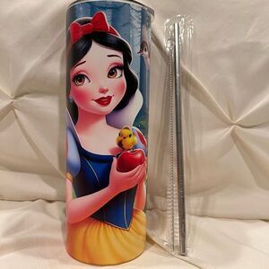 Disney Snow White 20oz Insulated Tumbler Stainless Steel & Metal Straw NEW